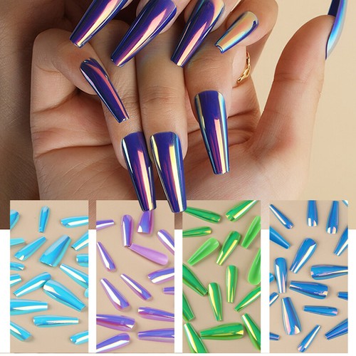 24 Faux Ongles Couverture Complète Forme Cercueil Court Mat - Kit Nail Art ABS