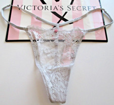 VICTORIA'S SECRET DREAM ANGELS Shine Strap V-String Thong Panty VS Silver Pearl
