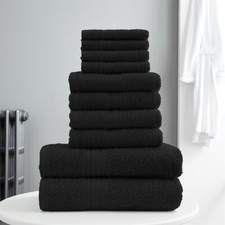 10 PCS TOWEL BALE SET 100% COMBED COTTON SOFT FACE HAND BATH BATHROOM TOWELS