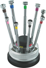 HOROTEC 01.100 9 Precision Screwdrivers Watchmakers Rotating stand