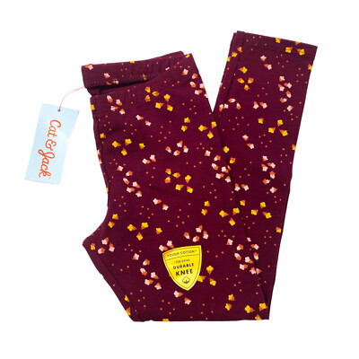 Cat Jack Toddler Girls Size 4T Pull On Leggings Burgundy Ditsy - Main Image