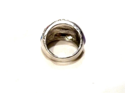 Bague Boule émaillée Multicolore Avec Strass - Taille 54, Occasion Comme Neuf