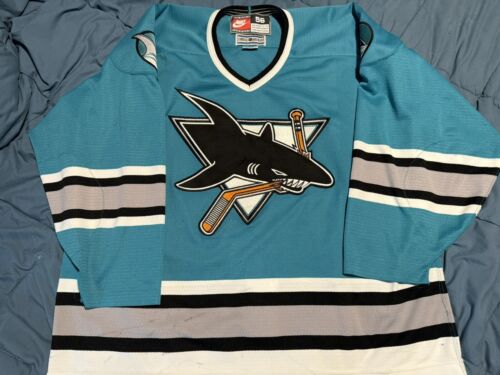 San Jose Sharks Nike On Ice Vintage Home Jersey 56 Fight Strap - Picture 1 of 10
