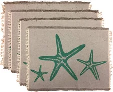 Set of 4, Placemats Coastal Nautical Starfish Kitchen Placemats for Dining Table