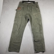 Wrangler Riggs Workwear Pants Mens 34x34 Green Ranger Ripstop Cargo 3W060LD Y2K