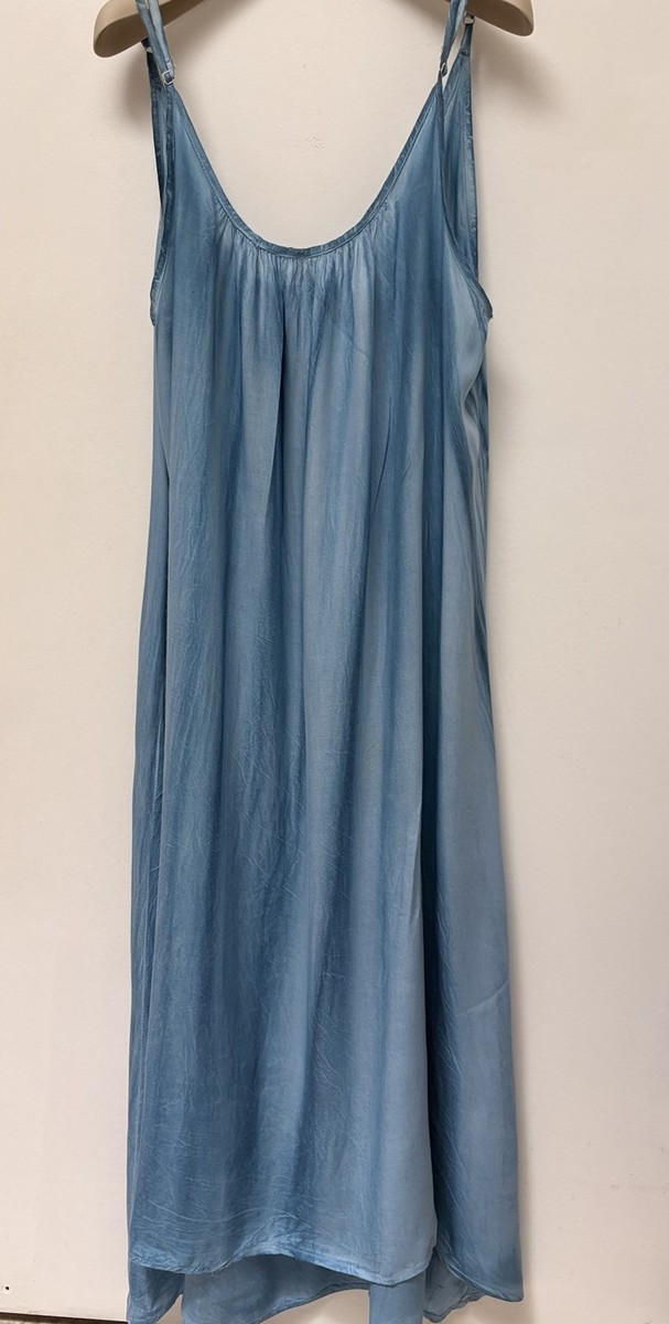 Flowy Maxi Denim Blue Rayon Spaghetti Strap Dress Size S ( Will Fit M) | eBay Flowy Maxi Denim Blue Rayon Spaghetti Strap Dress Size S ( Will Fit M) | eBay