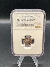 1999-W $10 PLATINUM EAGLE STATUE OF LIBERTY 1/10 Oz. NGC PR69  2917.00 per troy oz