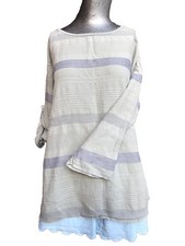 Nina Kendosa Paris Cotton Long Sleeve Top Green Boho OS