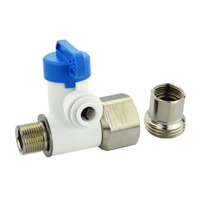 1/2 x 3/8 x 1/4 in Angle Stop Adapter Valve Push to Connect Fitting