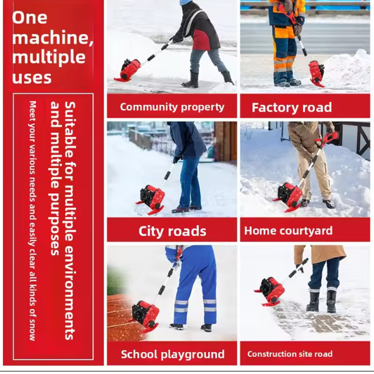 12'' Cordless Snow Shovel 21V Battery Powered Electric Snow Blower w/2 Battery