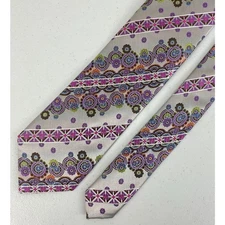 Men Steven Land The Big Knot Hand Made disco floral geometric silk neck tie