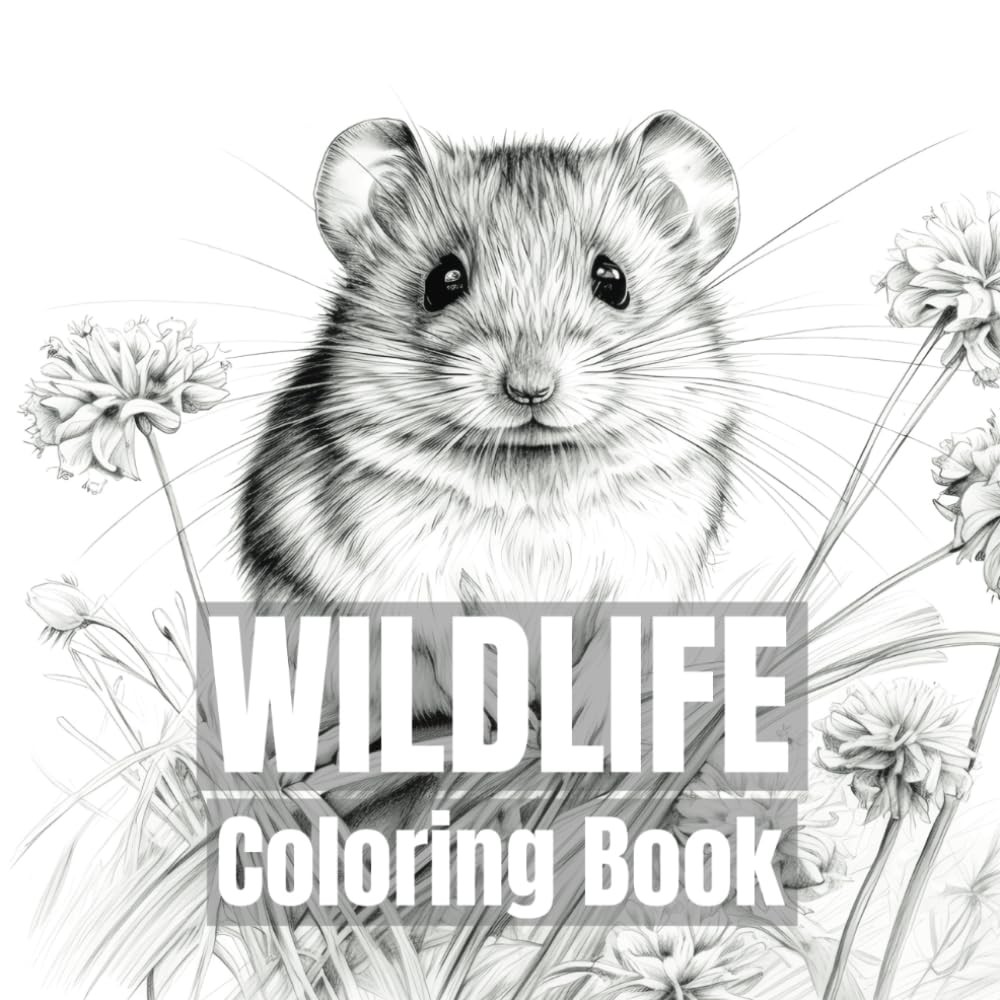 Wildlife Animal Coloring Book: 50 Breath-taking Grayscale Designs
