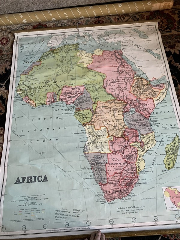 1916 Edition AFRICA Vintage Scroll Map