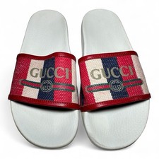 GUCCI Red Logo Sylvie Slides Sandals Size 40 Mens