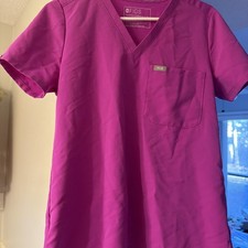 Figs Top Women's S Pink Polyester Blend Scrub Top Short Sleeve