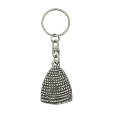 English Made Pewter Beekeeper Beehive Keyring in a Pouch