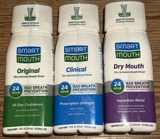 3 ct Smart Mouth Activated Original, Clinical & Dry Mouth 24hr Breath Rinse B200