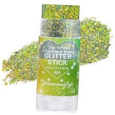 Chameleon Green Body Hair Glitter Stick,Gold Green Face 20 chameleon green