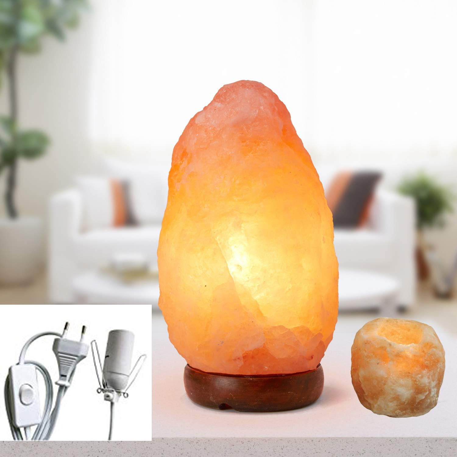 Ionizzatore Naturale Lampada Sale Himalaya 1.5-2kg + Portacandela