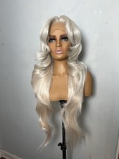 Women Adult Long Platinum Blond Wavy Body Wave Wig Fashion Style