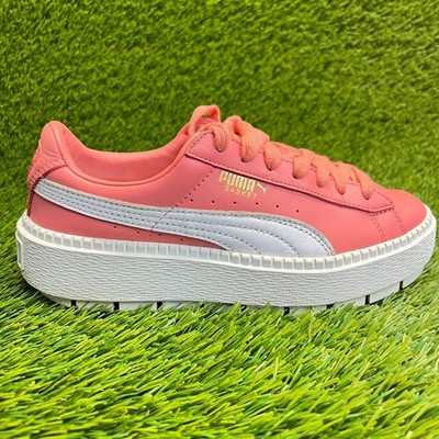 Puma Platform Trace Leather Cleated Womens Size 5.5 Pink Casual Shoes Sneakers