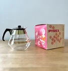 Vintage Pyrex Gold Striped 4 Cup Coffee Carafe NOS Original Box