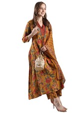 GoSriKi Women's Rayon Blend Anarkali Printed Kurta with Palazzo  Dupatta