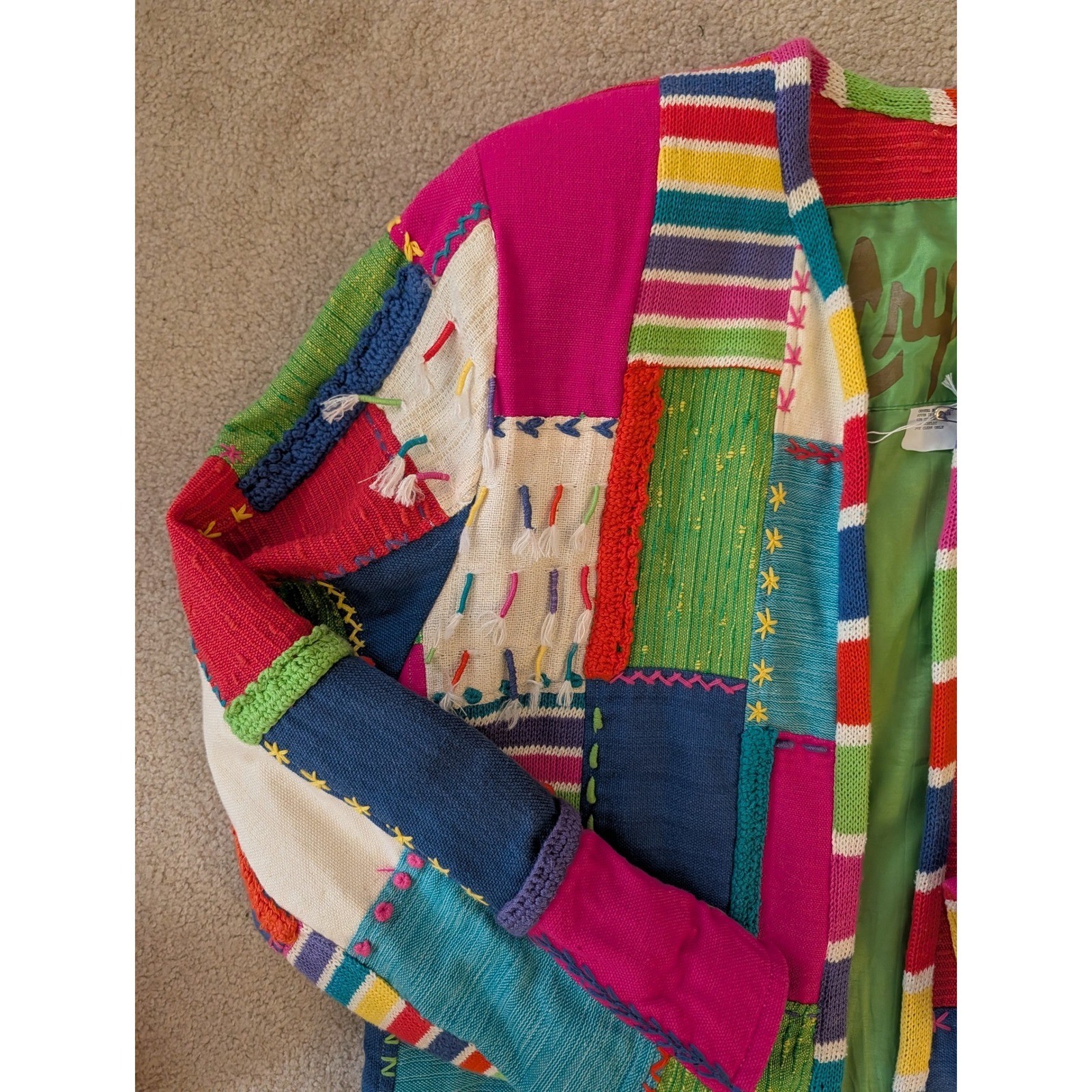 Crystal Hand Patchwork Jacket Multicolor Embroide… - image 4