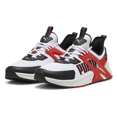 PUMA Pacer Future Black Red White Sneakers Lace Up  Foam Mesh Low Top Size 9