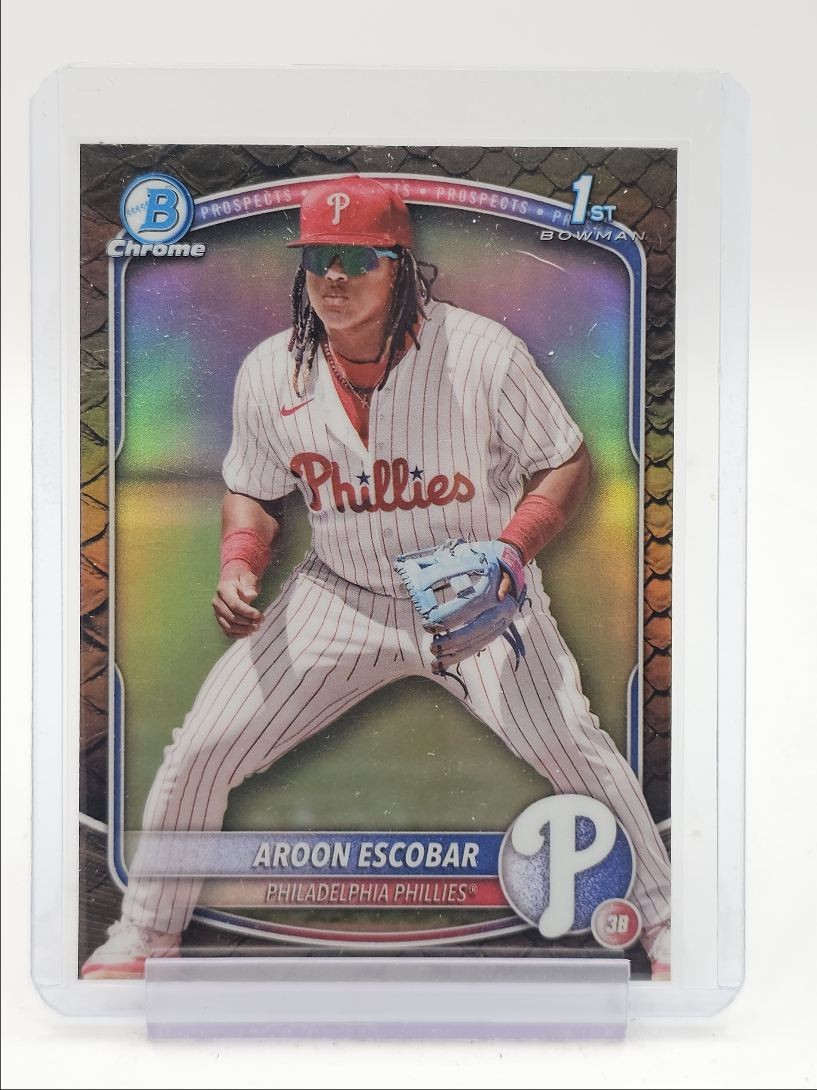 AROON ESCOBAR 2025 BOWMAN CHROME 1ST REPTILIAN REFRACTOR PHILLIES Q3709