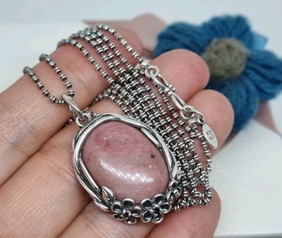 Genuine Pandora Wanda's Garden Pink Rhodonite Necklace 80cm 925