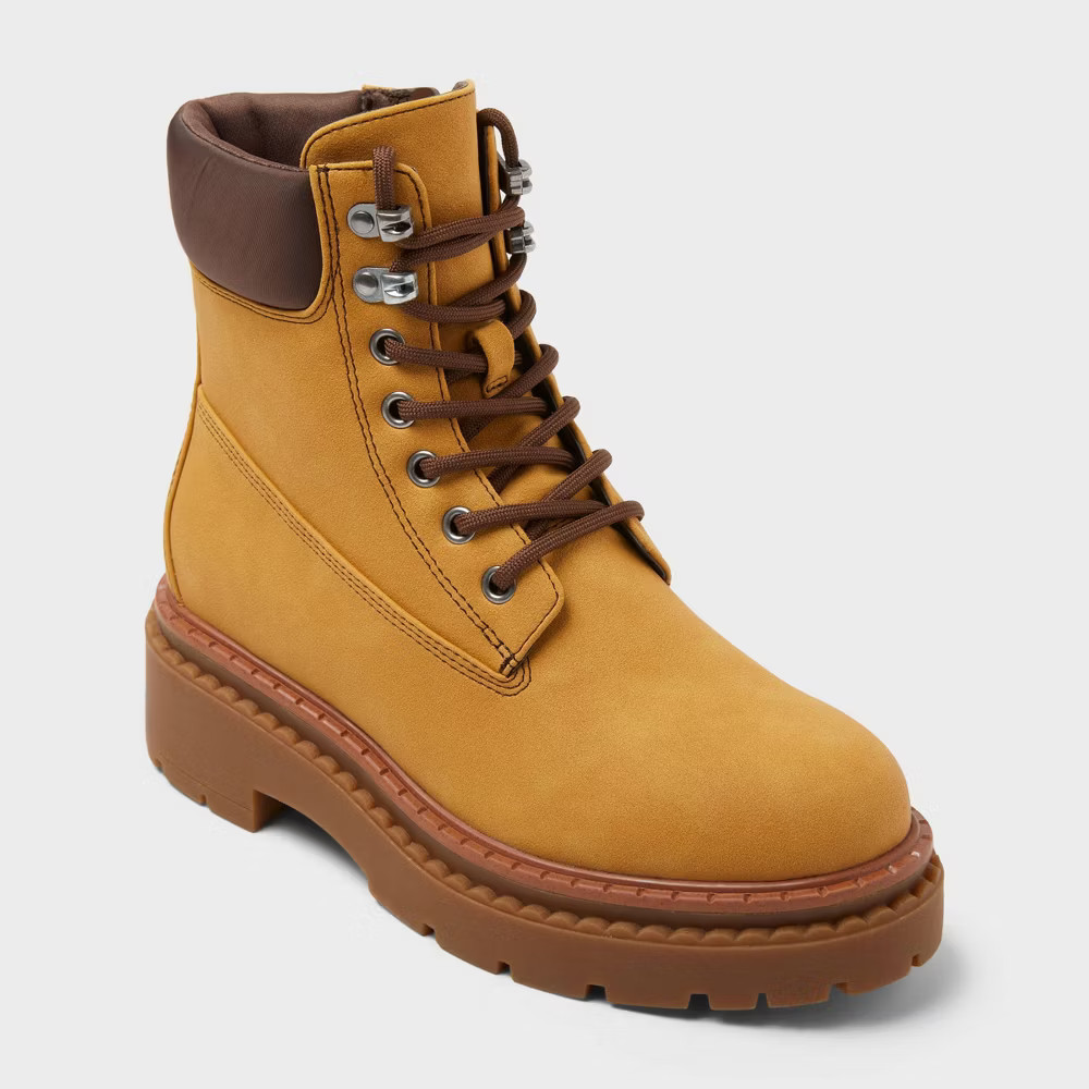 Women s Marlowe Hiker Ankle Boots with Memory Foam Insole   Wild Fable