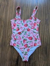 NWOT Size 13 14 Nordstrom Strawberries One Piece Green Sports Swimsuit Swim Suit