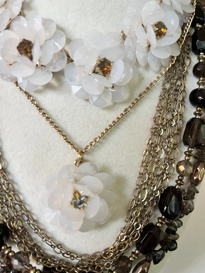 Лот из 3 ожерелий 1 Cold Water Creek 2 цветочный дизайн 18» многослойный вид  - Изображение 4 из 4