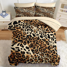 Comforter Set Queen Size, Cheetah Leopard Print Animal 7 Pcs Bedding for Kids an