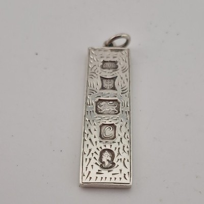 Vintage Sterling Silber Barren Anhänger GMC Birmingham 1977 Bretagne Mark.