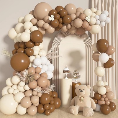 142Pcs Brown Balloons Garland Arch Kit Nude Coffee Brown Boho Blush Tan Neutral