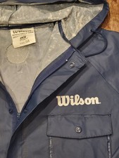 Vtg Wilson MLB Athletic Rubberized Rain Coat USA 60s 70s Navy Fits Like L/XL