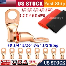 30/10PCS Battery Cable Ends Copper Eyelets Tubular Ring Terminals for Car Marine