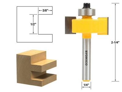 1/2'' Height X 3/8'' Depth Slot Cutter Router Bit - 1/4'' Shank - Yonico 14187q