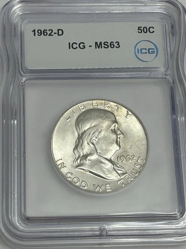 1962-D Franklin Half Dollar ICG MS63 Silver 50C Denver Business Strike