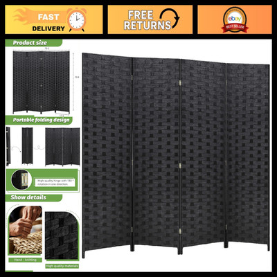 4-Panel Folding Room Divider 6ft, Coal Black | Lightweight & Portable Privacy Sc