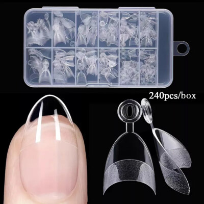 240Pcs / Halbbedeckte Hülle Coffing-Tipps C Courbe Große Fautses Acrylnägel  