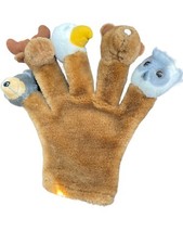 Hand Puppet Glove Wild Animal Plush 5 Finger Puppets In One