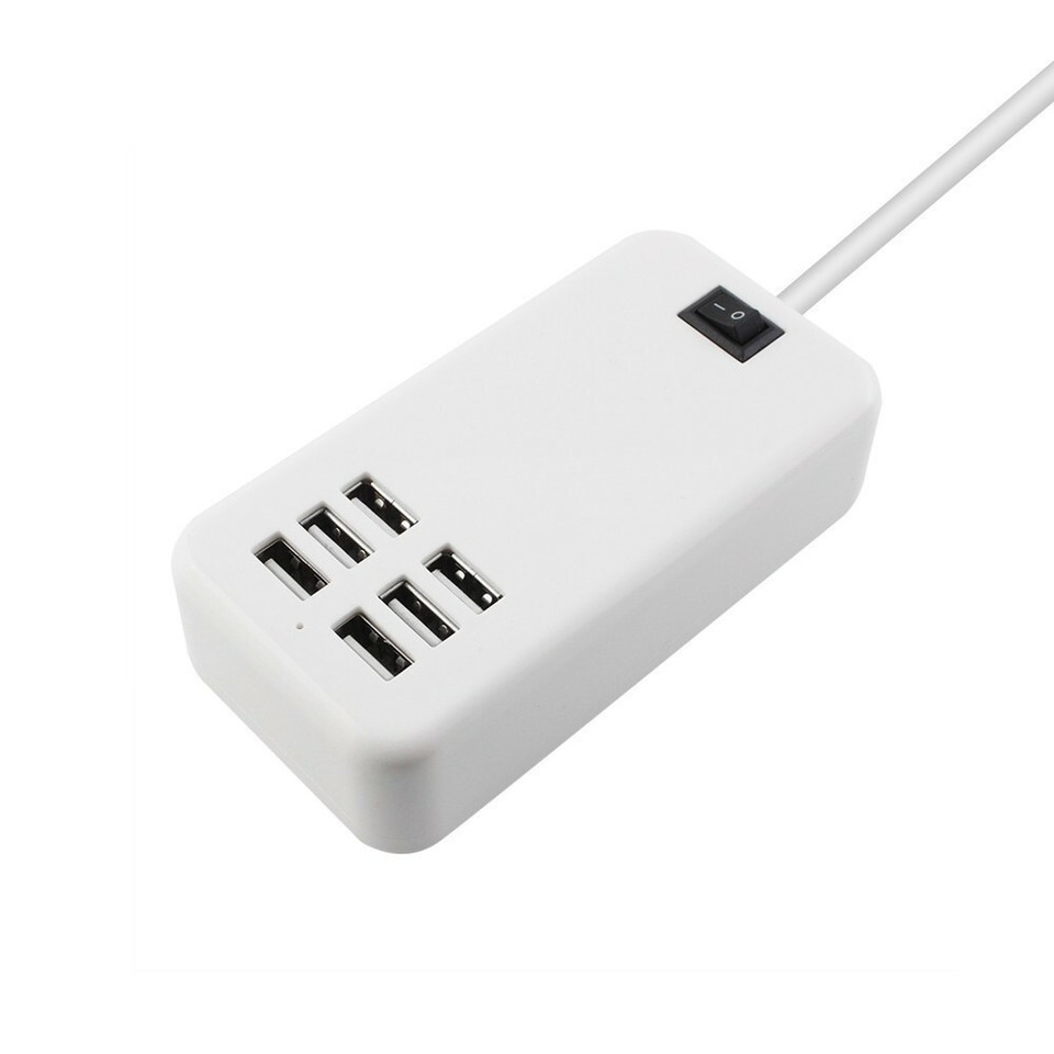 6 Ports USB Charger Hub Desktop US Plug AC Power Wall Travel Charging Adapter Slots Charging Station