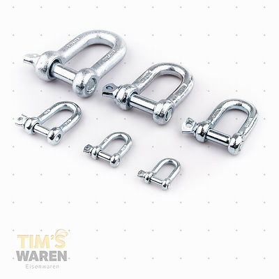 Schäkel gerade Form verzinkt Verbinder Tragkraft 0,05 to bis 3 to 3,5mm bis 28mm