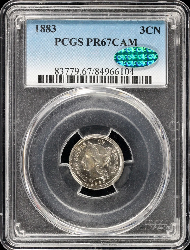 1883 3cn Proof Three Cent Nickel PCGS and CAC PR 67 CAM - Image 3 of 4