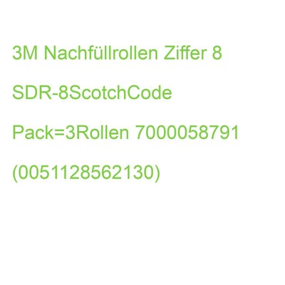 3M Nachfüllrollen Ziffer 8 SDR-8ScotchCode Pack=3Rollen 7000058791 (005112856213