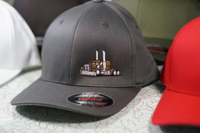 CUSTOMIZABLE Embroidered Big Rig Trucker FLEXFIT Hat truck 1