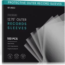 100 Crystal Clear Vinyl Record Sleeves - 3Mil Thick - Pack of 100